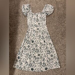 Miami Green and White Floral Midi Dress